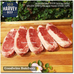 Beef Sirloin AGED BY GOODWINS Australia STEER young cattle (Striploin / New York Strip / Has Luar) frozen brand Harvey/Midfield STEAK 1cm 3/8" for schnitzel (price /600gr 4-5pcs)